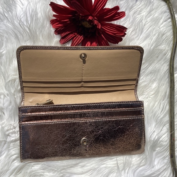 Jimmy Choo Filipe DOA/0C6061 Gold Metallic Star Long Wallet - Picture 3 of 8